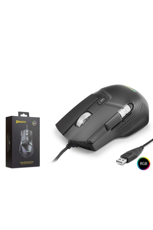 Mkespn X13 Gaming Mouse Kablolu 12400 Dpi 10 Tuş Makro Rgb Oyuncu Mouse Siyah