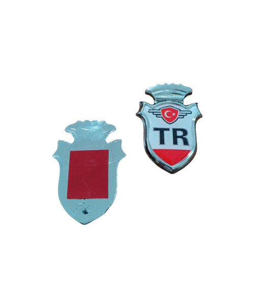 Tr Yazılı Türk Bayraklı Arma Damla Etiket Kırmızı 2'li