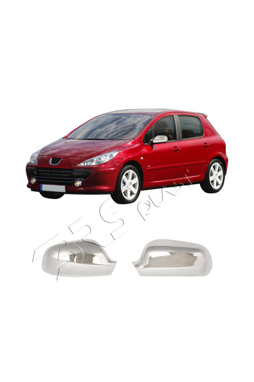 Servetdizaynoto Peugeot 307 Uyumlu 2001-2008 Krom Ayna Kapağı 2 Parça Paslanmaz Çelik