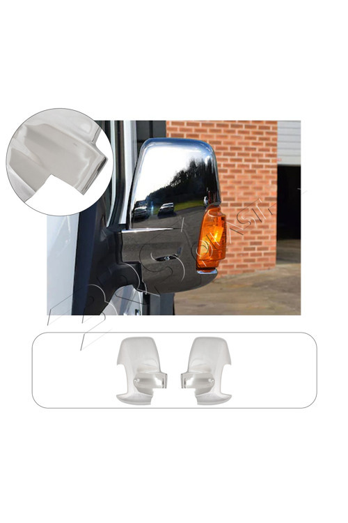 Servetdizaynoto Ford Transit Uyumlu 2014-2023 Krom Ayna Kapağı 2 Parça Paslanmaz Çelik