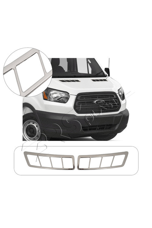 Ford Transit Uyumlu 2019 Ve Üzeri Krom Kaput Üstü Havalandırma Çerçevesi 2 Parça Paslanmaz Çelik