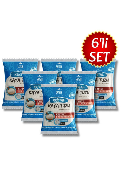 %100 Doğal Kaya Tuzu 6’Lı Ekonomik Paket – Öğütmelik 6X500G