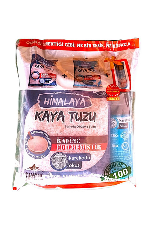 Kaya Tuzu Değirmen Hediyeli Üçlü Set 500G+500G+110G