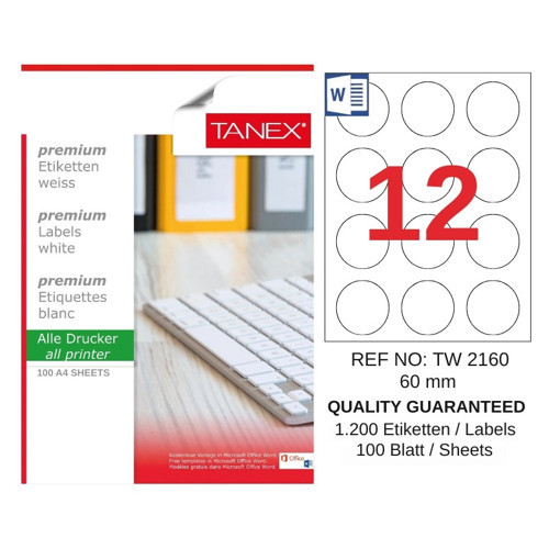 TW-2160 60 mm Inkjet / Laser A4 Etiket YETKİLİ SATICI (100 Adet)
