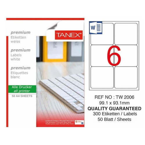TW-2006 99,1x93,1 mm Inkjet / Laser A4 Etiket YETKİLİ SATICI (50 Adet)
