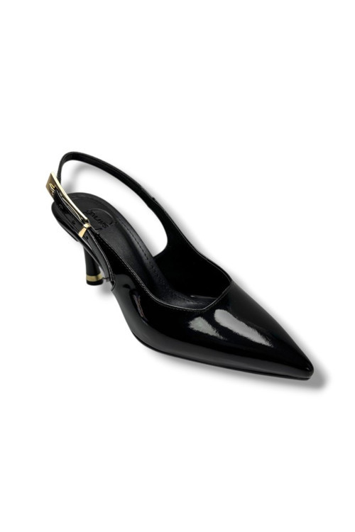 Ceylan Shoes 421-26 Rugan Deri Arkası Açık İnce Topuk Kadın Stiletto
