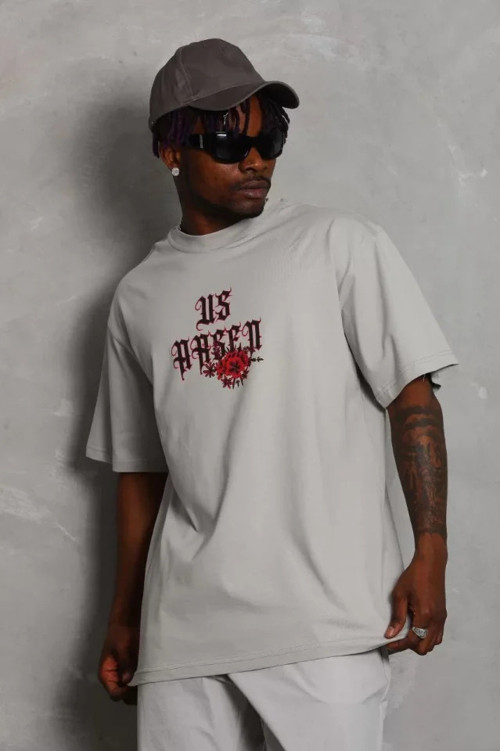 Unisex Oversize Baskılı Bisiklet Yaka TShirt