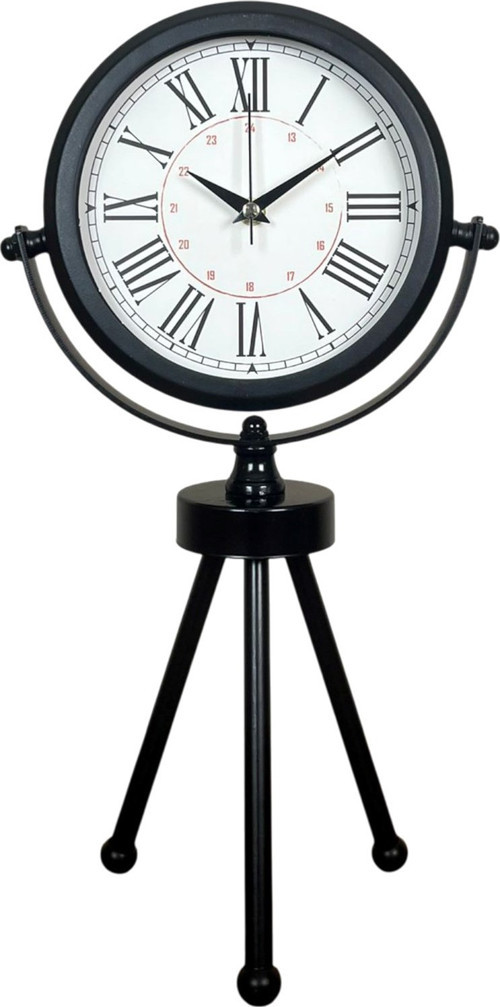 Pi time Pure Black Roma Rakamlı Üç Ayaklı Metal Masa Saati