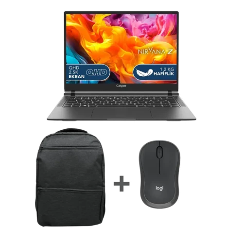 Nirvana Z100.1335-8V00T-S-Q Intel Core i5 1335U 8GB Ram 512GB SSD Dahili Ekran Kartı 14" Taşınabilir Bilgisayar + Logitech M240 Graphit Mouse + Nomad Laptop Sırt Çantası