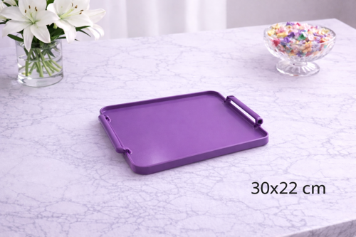 Aurora Violet Opak Servis Tepsisi | Dayanıklı Sunum Tepsisi - 30x22 cm