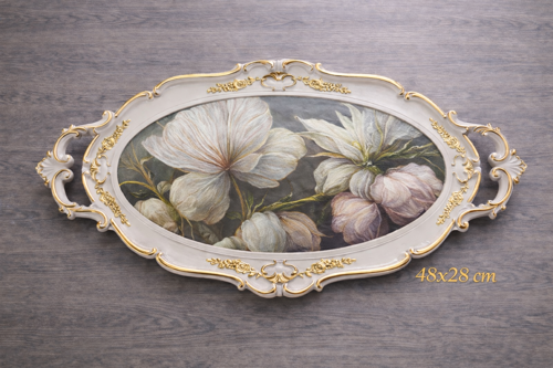 Hürrem Lüx Sunum Tepsisi | Saray Bahçesi - Dekoratif Servis Tepsisi | 48x28 cm