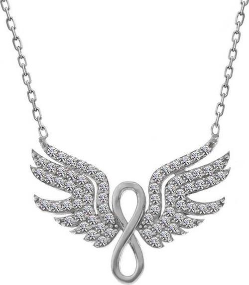 925 Ayar Gümüş Melek Kanadı Sonsuzluk Kadın Kolye
