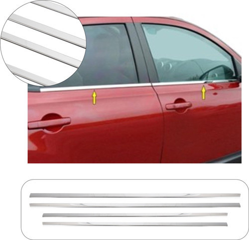 Nissan Qashqai Uyumlu 2010-2017 Krom Cam Çıtası 4 Parça Paslanmaz Çelik