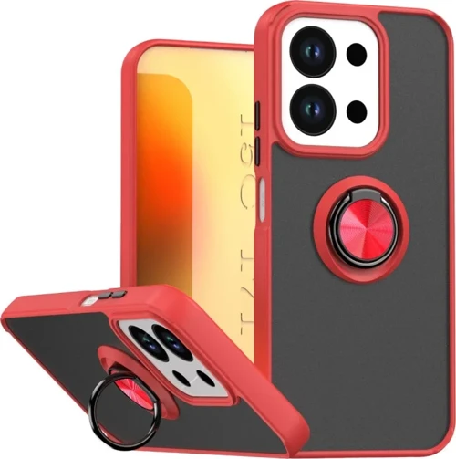 Xiaomi Redmi 15C 4G Montreal Yüzüklü Silikon Kapak - Kırmızı
