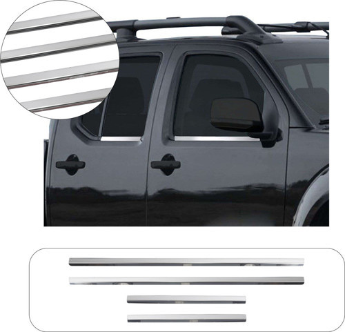 Nissan Navara Uyumlu 2006-2015 Krom Cam Çıtası 4 Parça Paslanmaz Çelik