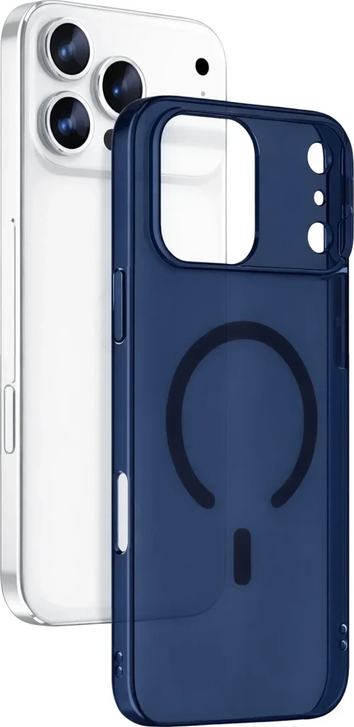 Apple İphone 17 Pro Max Combo Sert Şeffaf Magsafe Kapak - Mavi