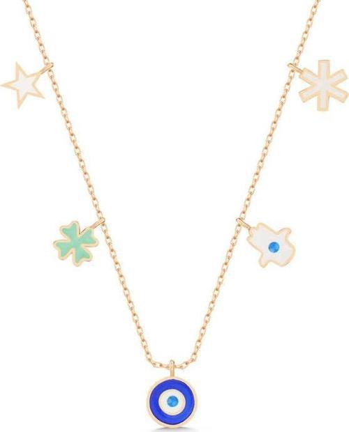 925 Ayar Gümüş Rose Nazarlı Şans Kadın Kolye