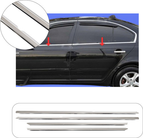 Servetdizaynoto Skoda Octavia A5 Uyumlu 2005-2012 Krom Cam Çıtası 4 Parça Paslanmaz Çelik