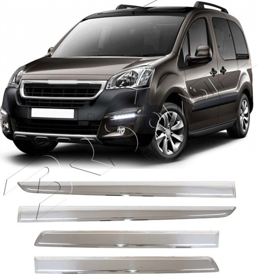 Peugeot Partner Tepee Uyumlu 2008-2018 Krom Yan Kapı Çıtası 4 Parça Paslanmaz Çelik