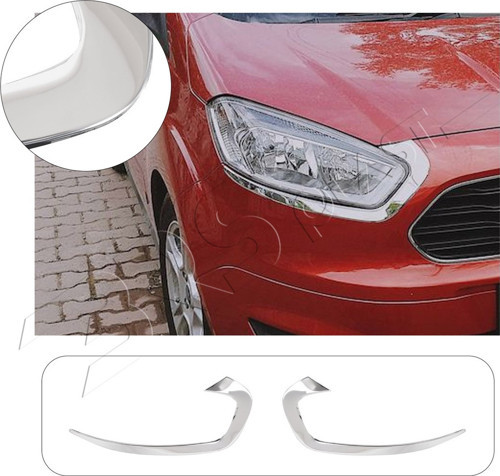 Ford Courier Uyumlu 2018 Ve Üzeri Krom Far Kaşı 2 Parça Paslanmaz Çelik