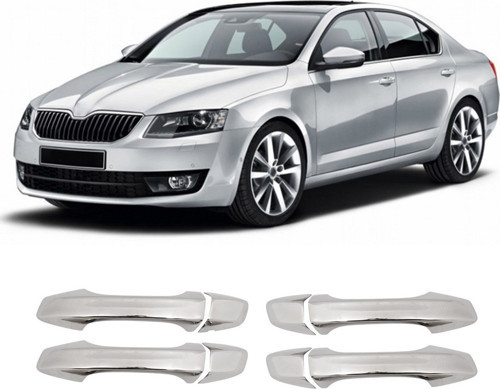 Servetdizaynoto Skoda Octavia A7 Uyumlu 2013-2019 Krom Kapı Kolu 4 Kapı Paslanmaz Çelik