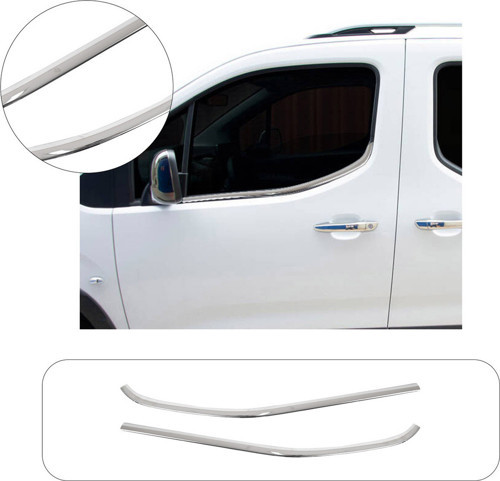 Servetdizaynoto Fiat Doblo Uyumlu 2019 Ve Üzeri Krom Cam Çıtası 2 Parça Paslanmaz Çelik