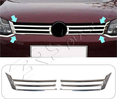 Volkswagen Caddy Facelift Uyumlu 2010-2014 Krom Ön Panjur 2 Parça Paslanmaz Çelik