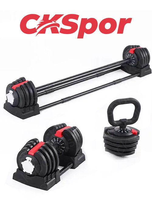 3’ü 1 Arada Ayarlanabilir Ağırlık Seti 18 Kg Dambıl Halter ve Kettlebell Fonksiyonlu Profesyonel Fit