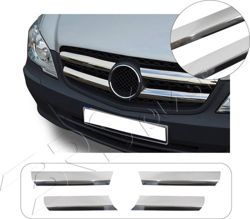 Mercedes Vito W639 Facelift Uyumlu 2010-2014 Krom Ön Panjur 4 Parça Paslanmaz Çelik