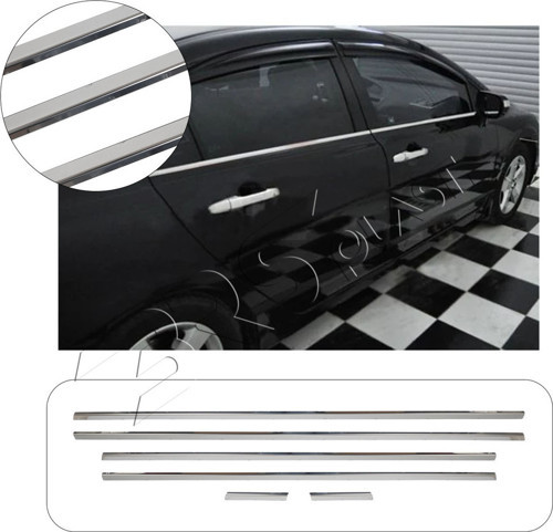 Honda Civic Uyumlu 2006-2011 Krom Cam Çıtası 6 Parça Paslanmaz Çelik