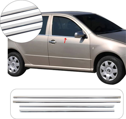 Servetdizaynoto Skoda Fabia Uyumlu 2000-2007 Krom Cam Çıtası 4 Parça Paslanmaz Çelik