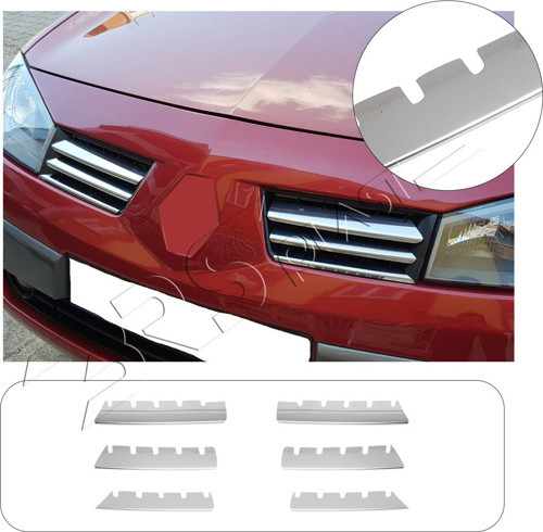 Renault Megane 2 Uyumlu 2004-2006 Ön Panjur 6 Panjur Paslanmaz Çelik