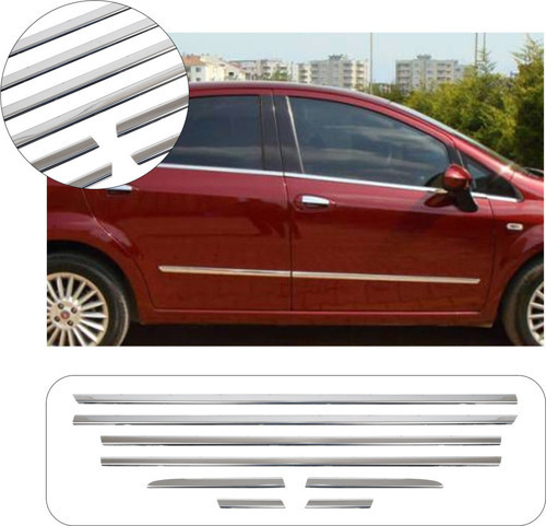 Fiat Linea Uyumlu 2007-2018 Krom Cam Çıtası 8 Parça Paslanmaz Çelik