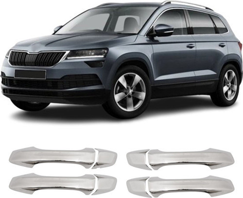 Servetdizaynoto Skoda Karoq Uyumlu 2017 Ve Üzeri Krom Kapı Kolu 4 Kapı Deliksiz Paslanmaz Çelik