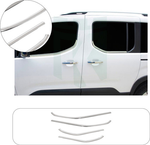 Servetdizaynoto Fiat Doblo Uyumlu 2019 Ve Üzeri Krom Cam Çıtası 4 Parça Paslanmaz Çelik
