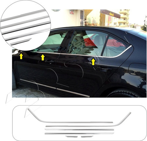 Skoda Octavia A7 Uyumlu 2013 Ve Üzeri Krom Cam Çıtası 6 Parça Paslanmaz Çelik