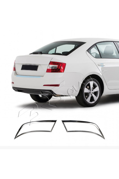 Skoda Octavia A7 Uyumlu 2013 Ve Üzeri Krom Egzoz Çerçevesi 2 Parça Paslanmaz Çelik