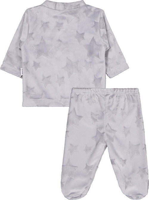 Minidamla Filli Nakış Patikli 2Li 1-6 Ay Pijama Takımı - Gri 3-6 Ay