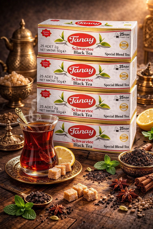 Süzen Bardak Poşet 2gr X 25 Li Sallama Siyah Çay 100% ithal Black Teabag x 4ADET