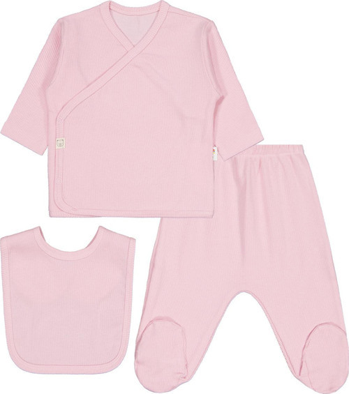 3'Lü Basic Zıbın Takımları - Pembe 0-1 Ay
