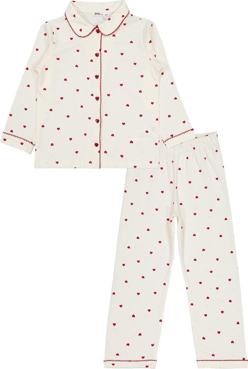 Kalpli 10-13 Yaş Pijama Takımı - Ekru 11-12 Yaş