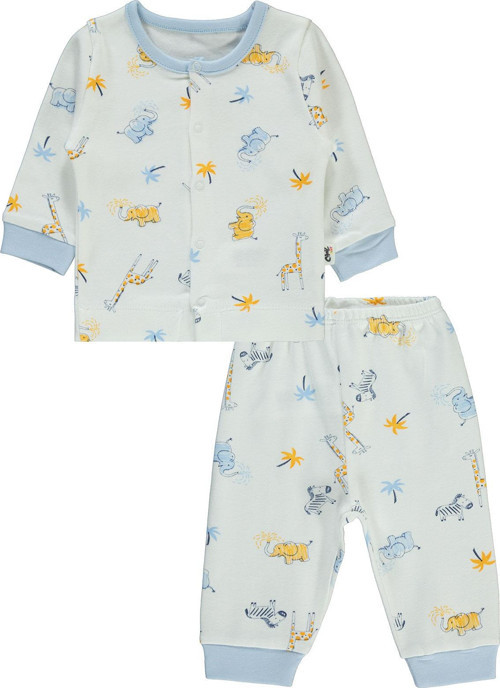 Fil Empirme Baskılı Pijama Takımı - Mavi 3-6 Ay