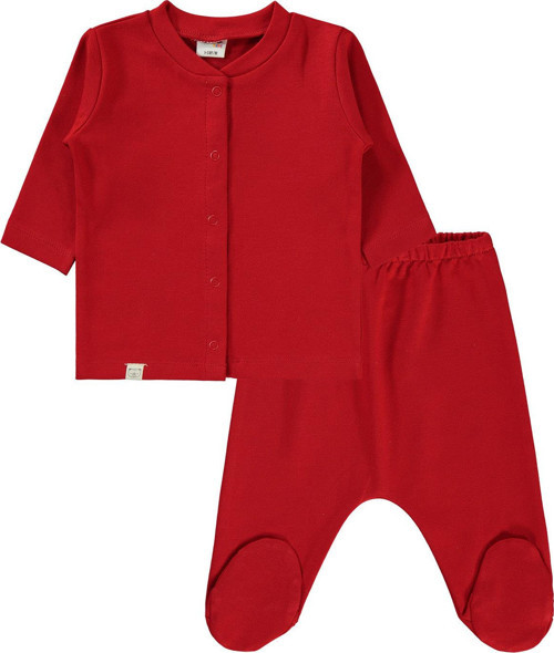 Düz 1-6 Ay Pijama Takımı - Kırmızı 6-9 Ay