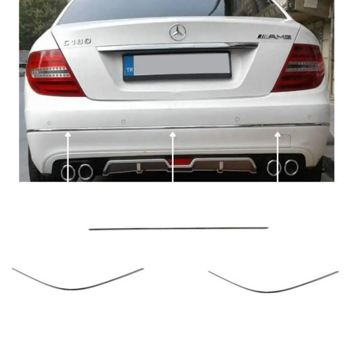 Mercedes w204 Arka Tampon Nikelajı 3 Parça 2011-2013