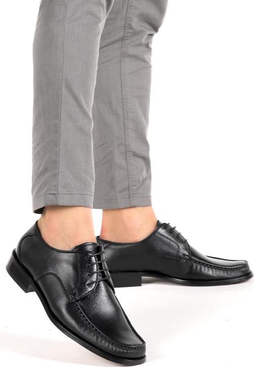032 %100 Deri Kösele Taban Klasik Erkek Ayakkabı Siyah