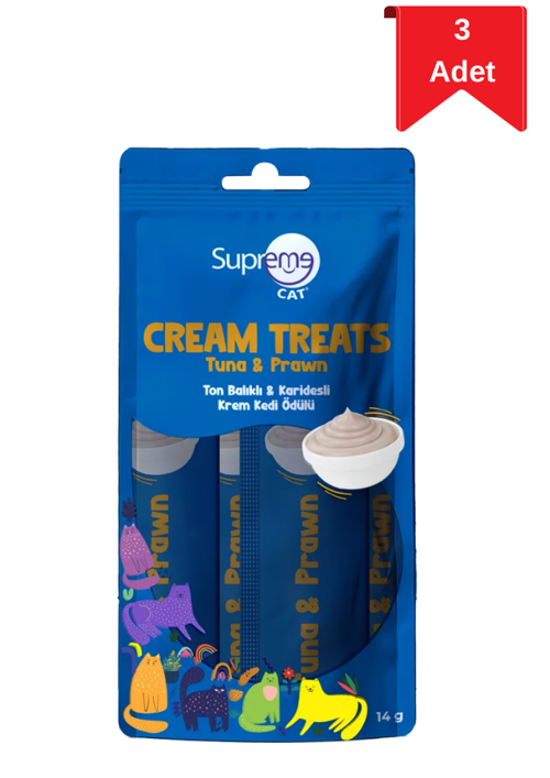 Ton Balıklı ve Karidesli Krema Kedi Ödülü 4X14 Gr X 3 Paket