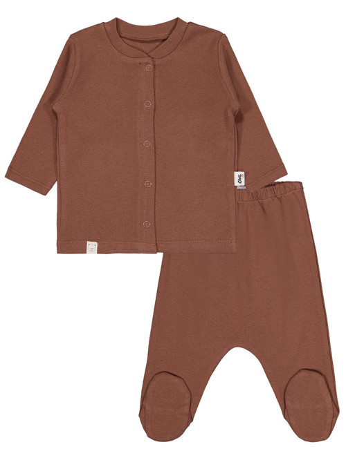 Düz 1-6 Ay Pijama Takımı - Kahve 3-6 Ay