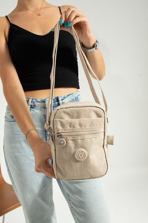 M 227 Krinkıl Kumaş Unisex Küçük Omuz Çantası, Telefonluk