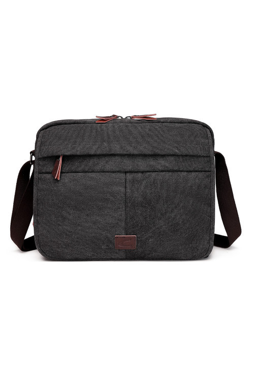 Cactive Kanvas Su Geçirmez Kumaş Uzun Askılı Laptop Bölmeli Unisex Postacı Çantası Siyah