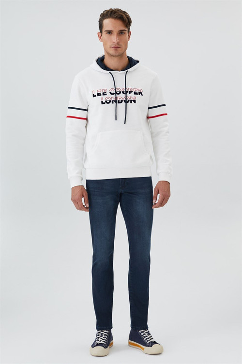 Athel Erkek Kapüşonlu Sweatshırt Off Whıte